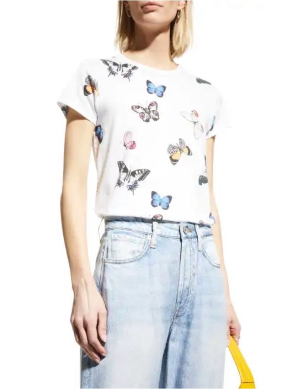 Rag & Bone Women’s Ozzy All Over Butterfly Tee Size XS White Casual Summer Fun